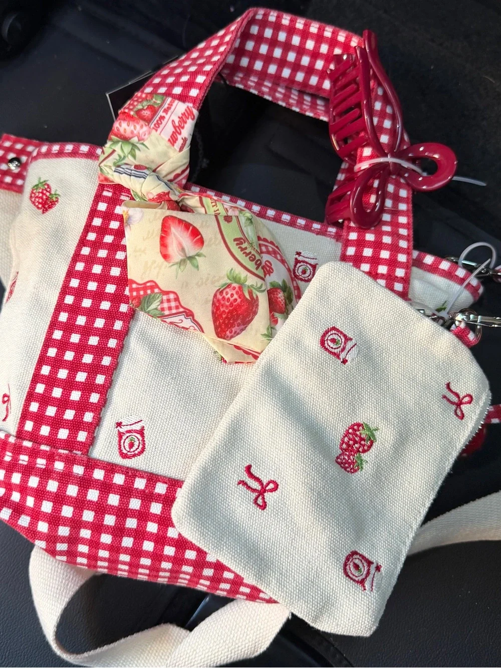 Madden Girl Red & Cream Strawberry Print Baby Bag
